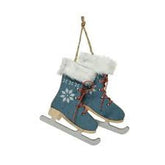 Decoris Plywood Skates with Faux Fur 9cm - Blue